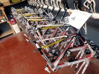 The team's Paris-Roubaix bikes were still all intact, including their race numbers
