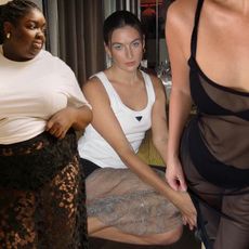 fashion influencers pose in the latest sheer fashion trend
