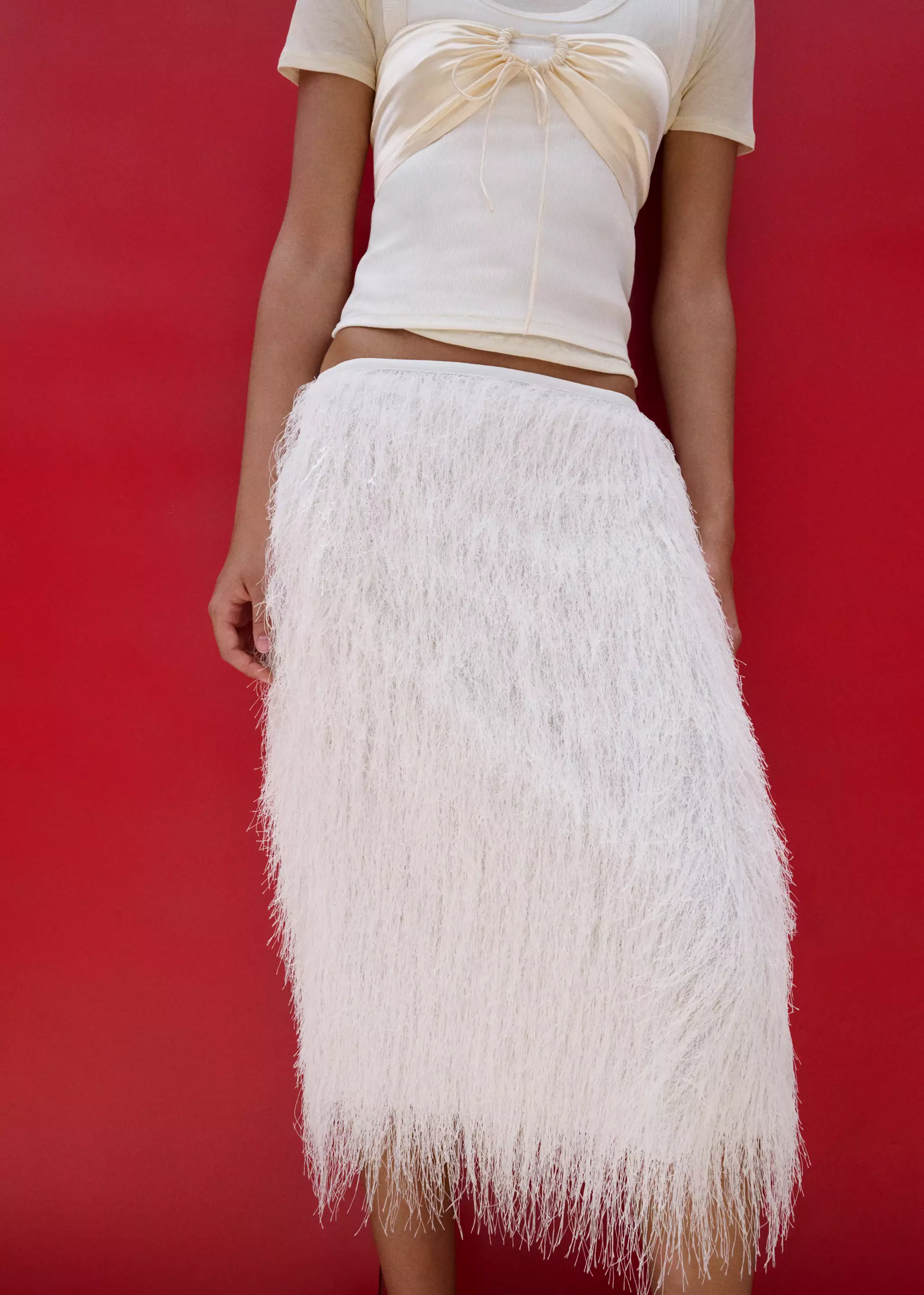 Midi Skirt With Textured Yarn - Women | Mango United Kingdom