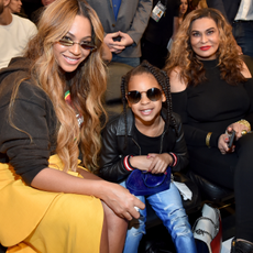 Beyonce, Blue Ivy Carter, and Tina Knowles attend the 67th NBA All-Star Game: Team LeBron Vs. Team Stephen at Staples Center on February 18, 2018 in Los Angeles, California