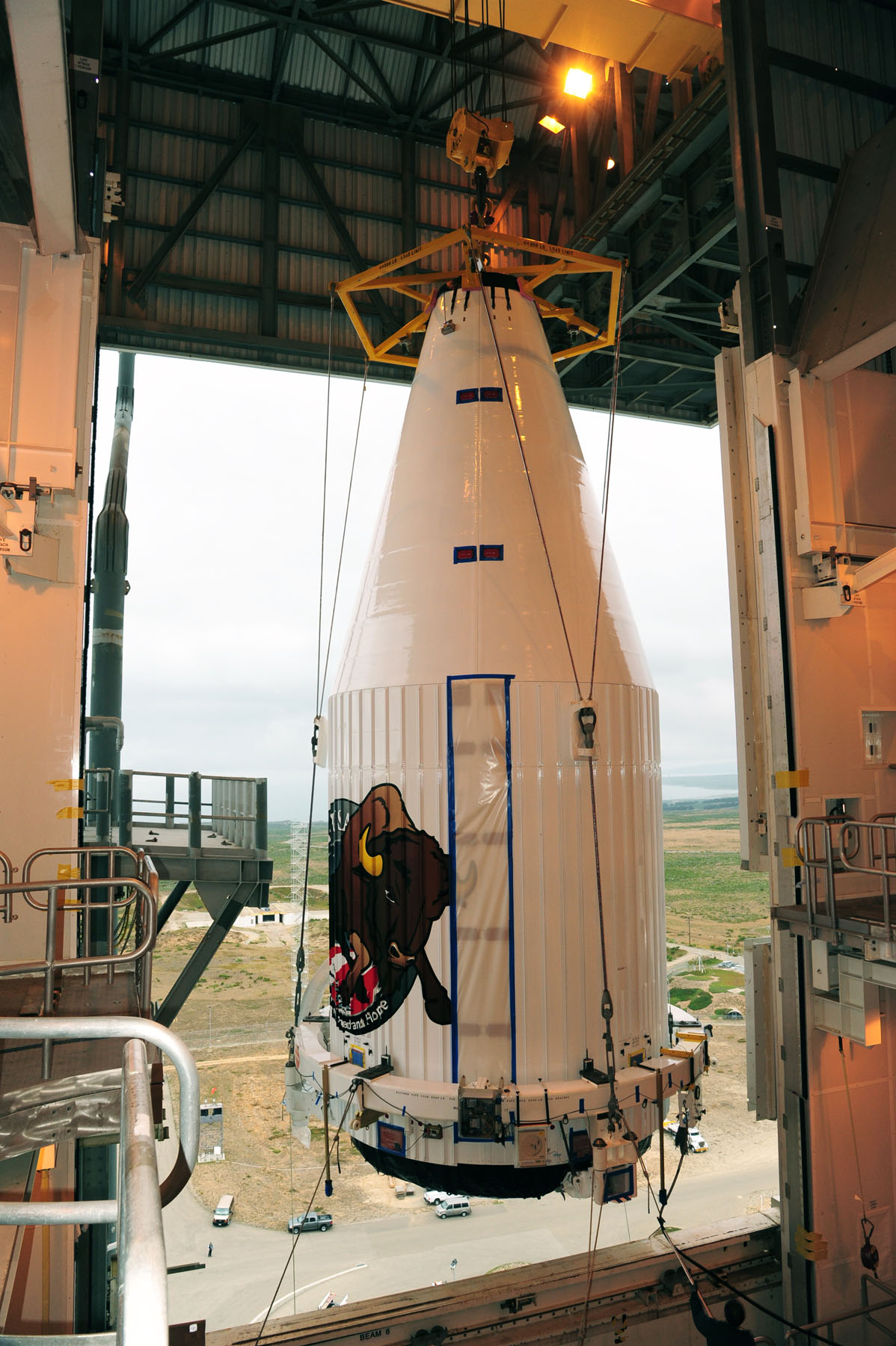 NROL-36 spy satellite attached to Atlas 5 rocket for launch.