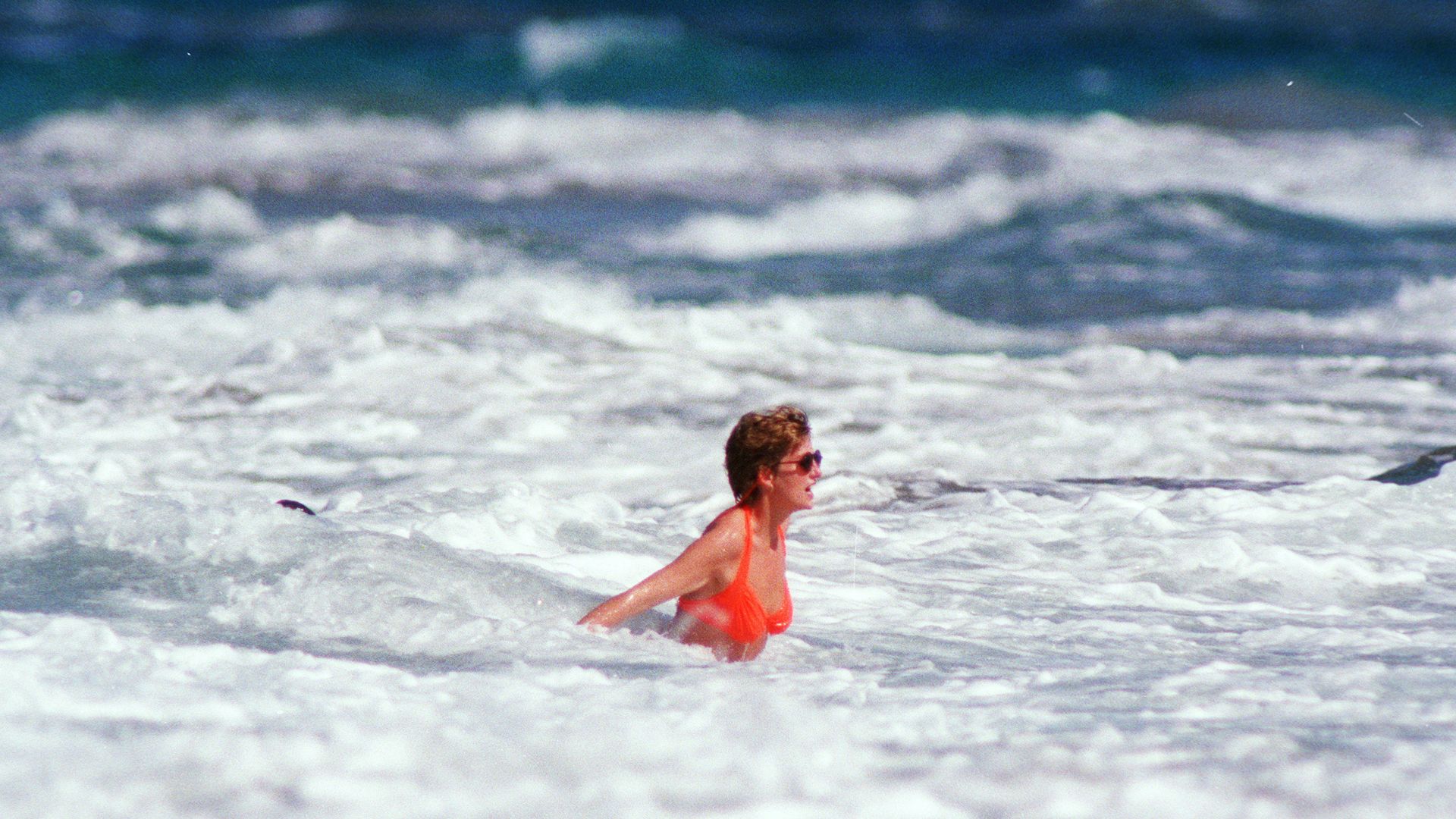 Princess Diana on Nevis Island in the sea