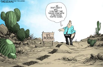 Political cartoon U.S. Chris Christie Border Refugees
