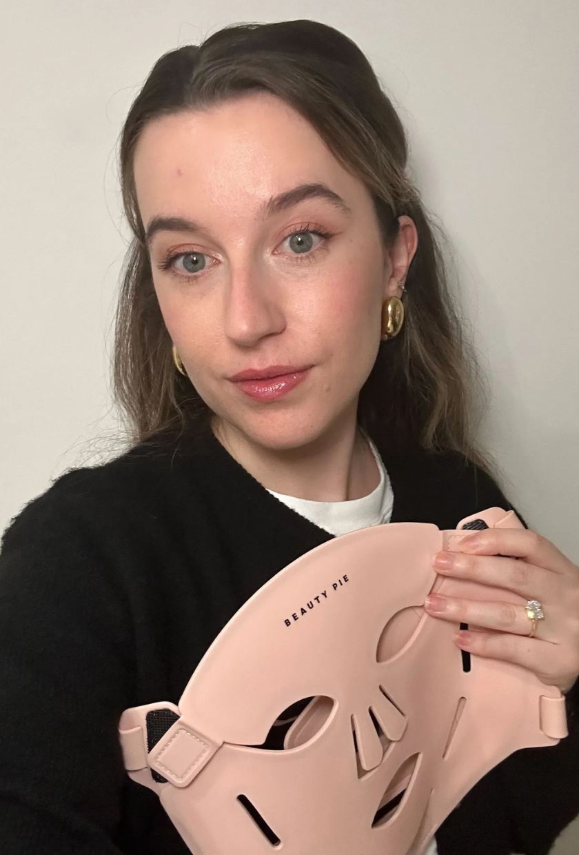 Grace testing the Beauty Pie The Dynamo LED mask