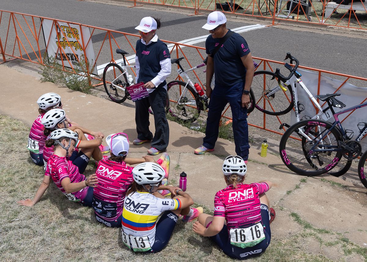 DNA Pro cycling waiting for the podium to start