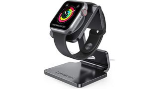 The Lamicall Stand charging an Apple Watch