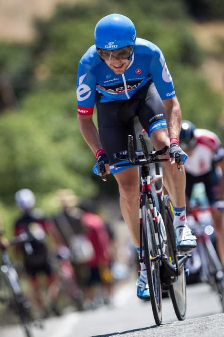 Jacob Rathe (Garmin-Sharp) attacks the climb to the finish