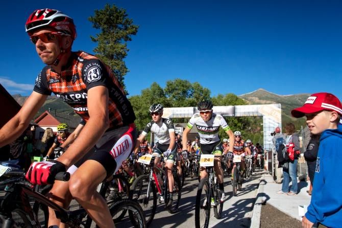 Leader's jerseys adorn cagetory leaders, such as Todd Wells, who is leading the overall race