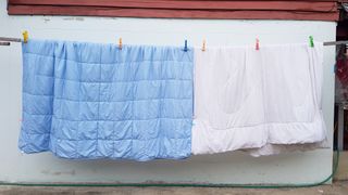 Blankets hanging out to dry
