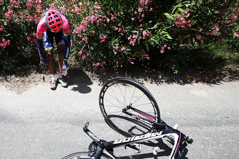 Tsgabu Grmay crashed into a hedge on Stage 11 of the Tour de France