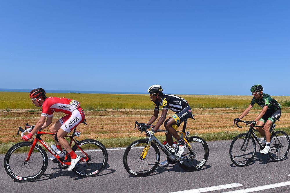 The breakaway with Van Bilsen, Teklehaimanot and Quermeneur