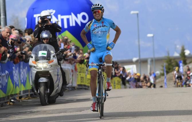 Mikel Landa (Astana) celebrates victory.