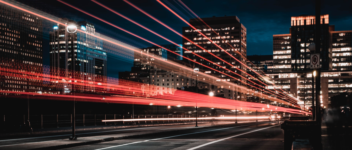 Long exposure of lights on city street