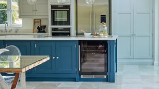 bespoke traditional painted kitchen in shades of blue