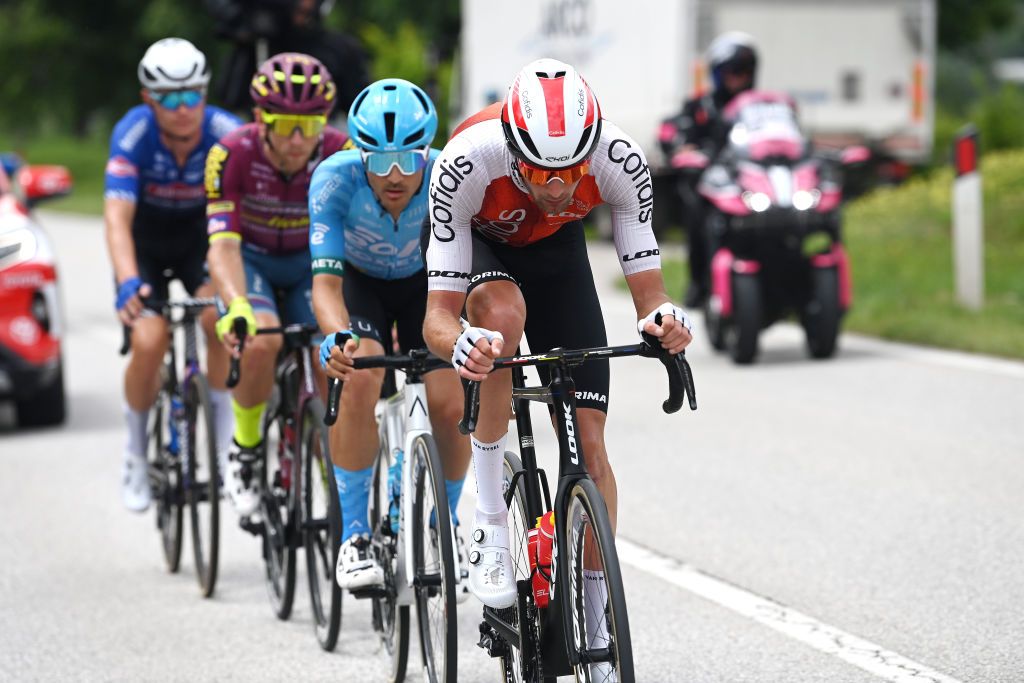 CAORLE ITALY MAY 24 Thomas Champion of France and Team Cofidis competes itduring the the 106th Giro dItalia 2023 Stage 17 a 197km stage from Pergine Valsugana to Caorle UCIWT on May 24 2023 in Caorle Italy Photo by Tim de WaeleGetty Images