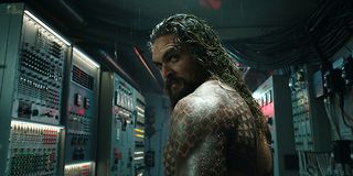 Aquaman arriving in a submarine