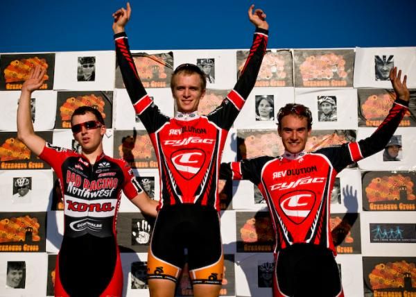 The U23 podium: Steve Fisher (Rad Racing), Valentin Scherz (Cyfac) and Anthony Grand (Cyfac).