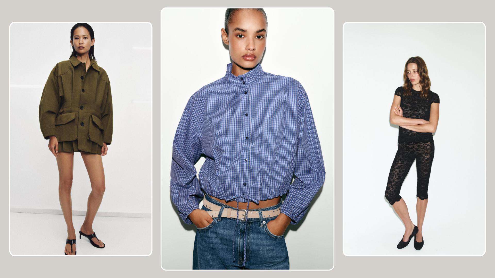 Three models wear the best Gen Z pieces for spring 2026. 