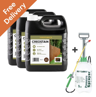 12L Creostain Fence Stain & Sprayer (Dark Brown) - Creosote / Creocote Substitute - Oil Based Wood Treatment