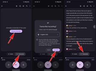How to transcribe a recording using the Google Recorder app on a Google Pixel 9 Pro XL