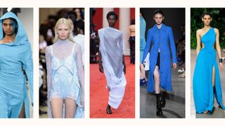 models wearing blue clothes by Chet Lo, Burberry, Ferragamo, Proenza, Michael Kors