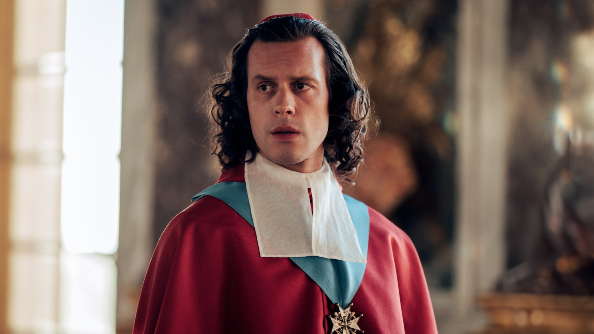 Cardinal Rohan looks to the side in Marie Antoinette