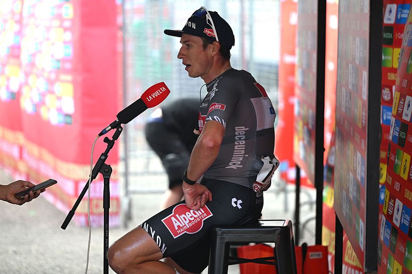 Jasper Philipsen gives an interview at the 2025 Vuelta a España