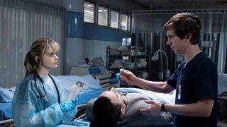 Kayla Cromer and Freddie Highmore in The Good Doctor