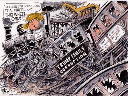 Political cartoon U.S. Mueller Russia investigation Trump family