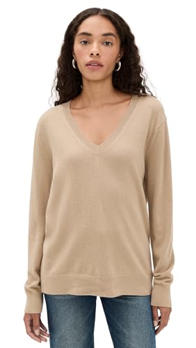Vince Women's Weekend V-Neck, Camel, Large