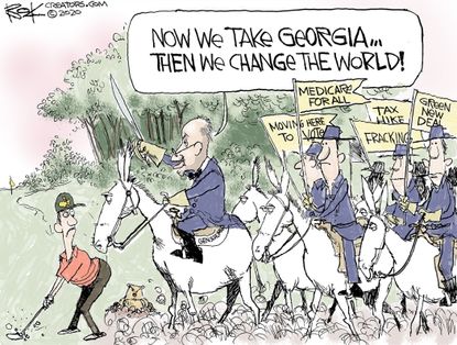 Political Cartoon U.S. Georgia Schumer Democrats Sherman