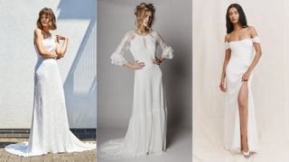 Sustainable wedding dresses on three women