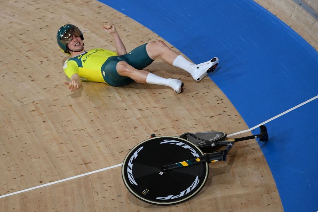 Alex Porter of Australia crashed at speed