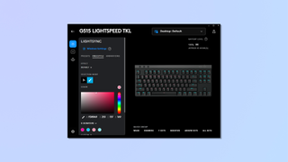 Screenshot of the Logitech G Hub companion app for the G515 Lightspeed TKL keyboard