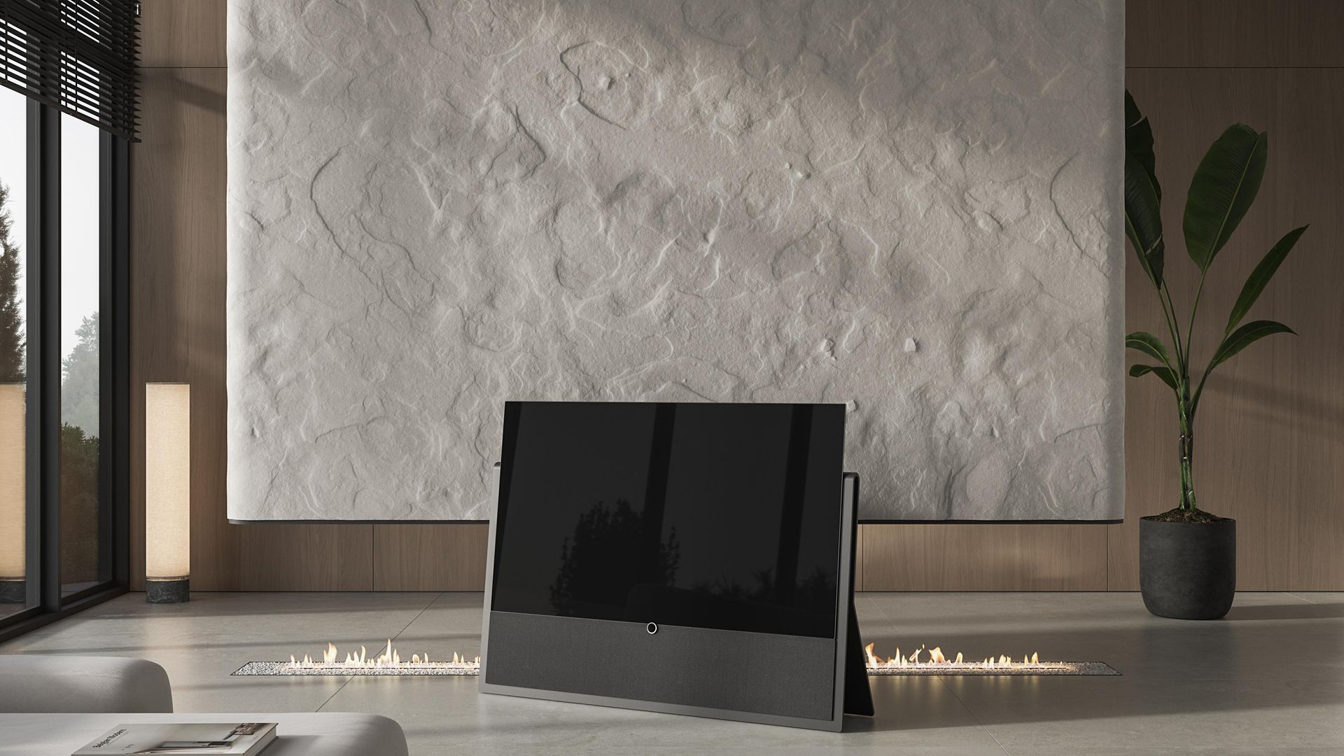 Loewe Iconic-Fernseher auf der Etage in einem minimalistischen Raum