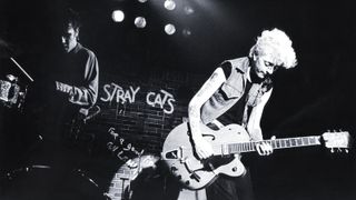 Stray Cats, Brian Setzer, Slim Jim Phantom, Zaal Lux, Herenthout, Belgium, 18th April 1981. 