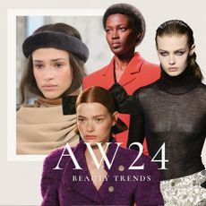 Autumn Winter 2024 Beauty Trend Report showing catwalk looks from Chloé, Chanel, Cavalli and Ferragamo