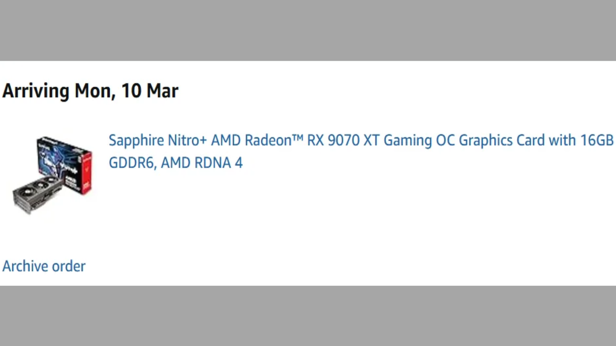 Redditor snaps up early RX 9070 XT GPU for $950 — delivery date slated for March 10