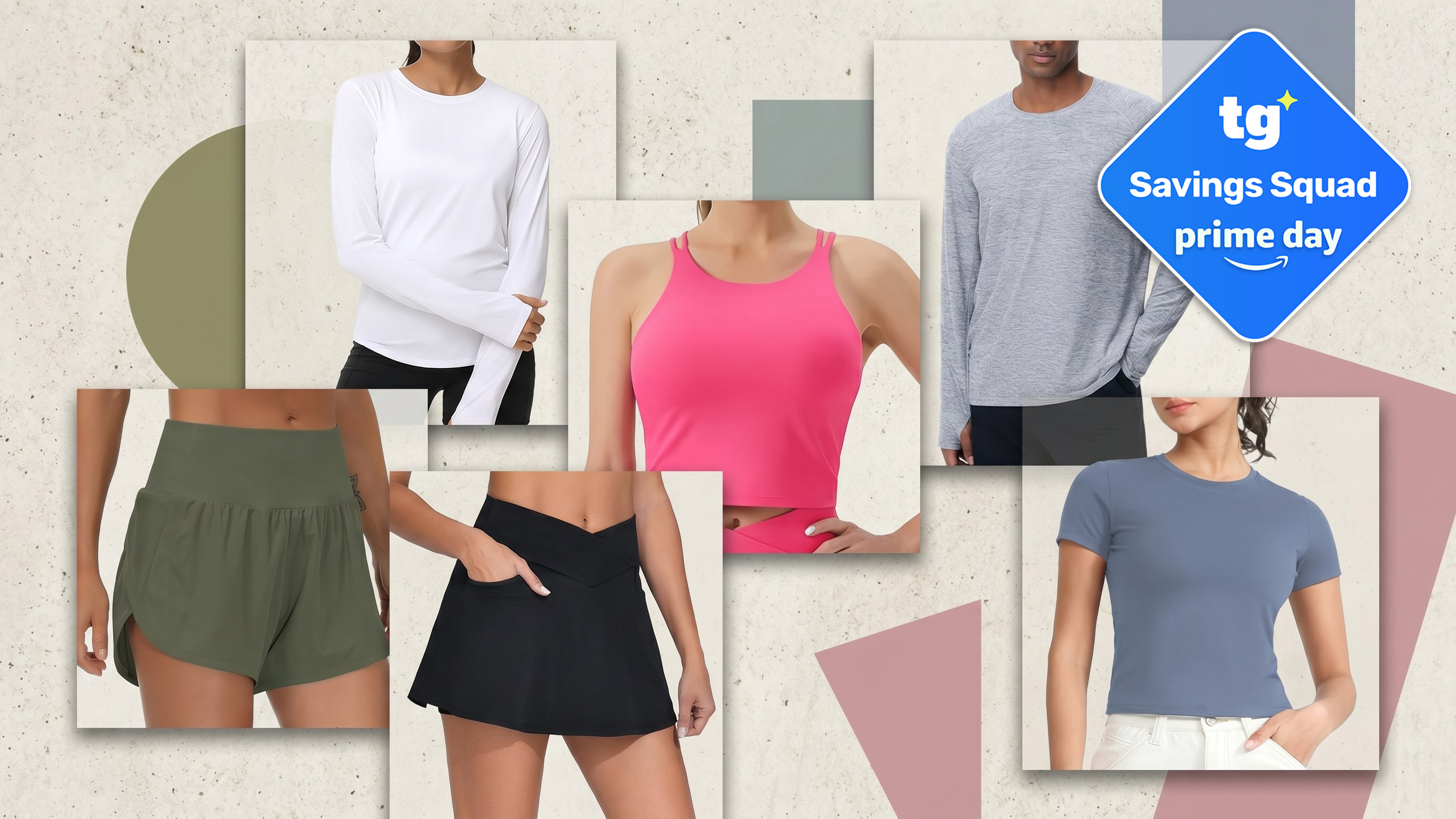 The Gym People apparel against neutral backdrop with savings deal badge
