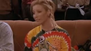 Lisa Kudrow wearing a tie-dye t shirt on Friends