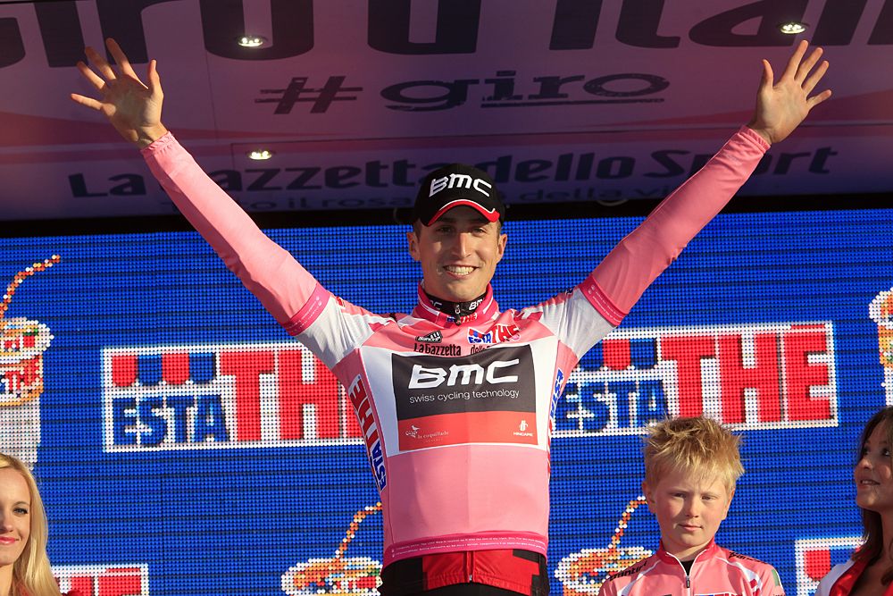 Taylor Phinney wore the maglia rosa in the 2012 Giro d'Italia
