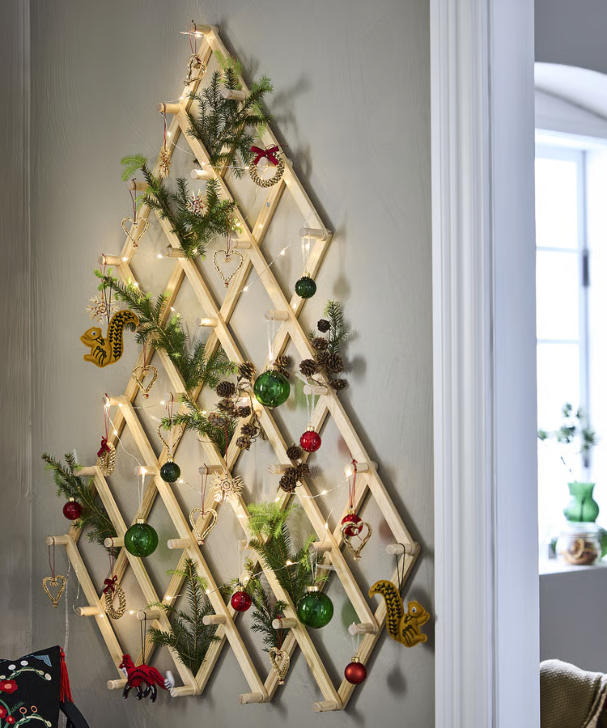 a wall-mounted Christmas tree