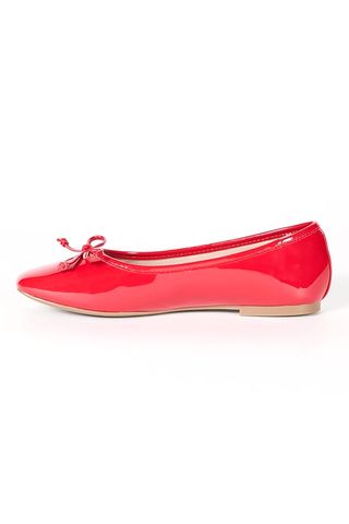 Pepper Drop Ballerinas für Damen mit Schleife, Lackrot, 8,5