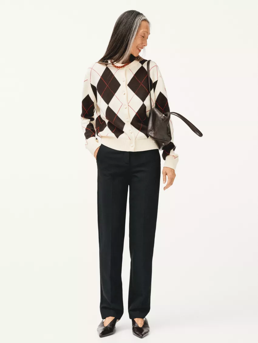 Massimo Dutti, Cotton Argyle Knit Cardigan