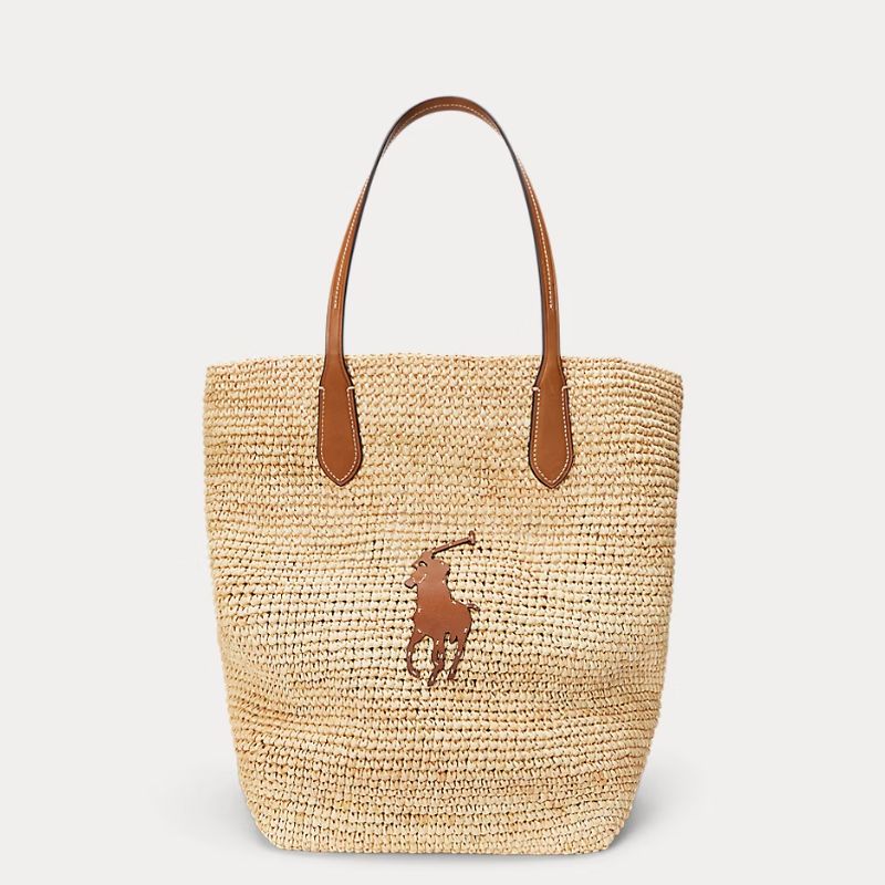 Image of ralph lauren raffia tote bag