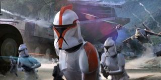 Clone Troopers rush forward in Battlefront 2.