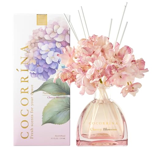 Cocorr&amp;Iacute;na Reed Diffuser - 8.5 Oz Cherry Blossom Reed Diffuser With 8 Sticks for Home Bathroom Shelf Decor (simple Luxe Collection)
