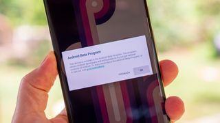 Android Beta warning notification on a Google Pixel 6 pro