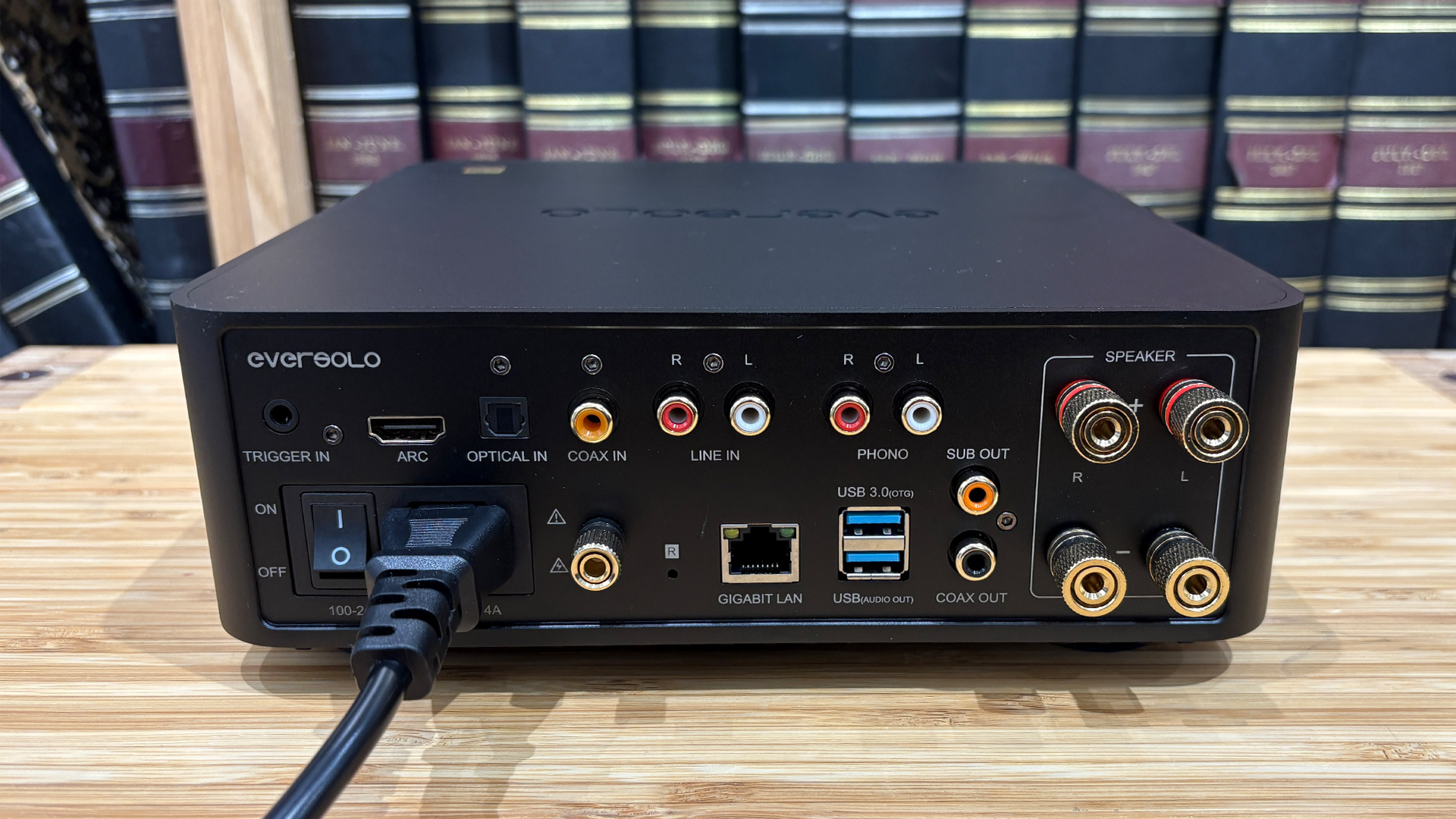 Eversolo Play CD Edition streaming amp/CD player rear of unit showing connections