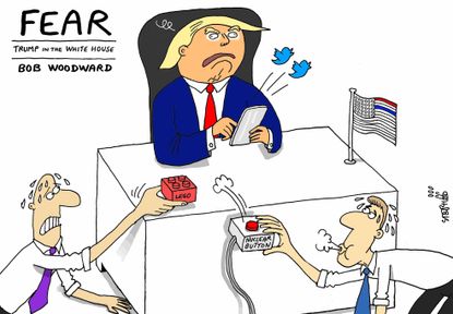 Political cartoon U.S. Trump Fear in the White House Bob Woodward book